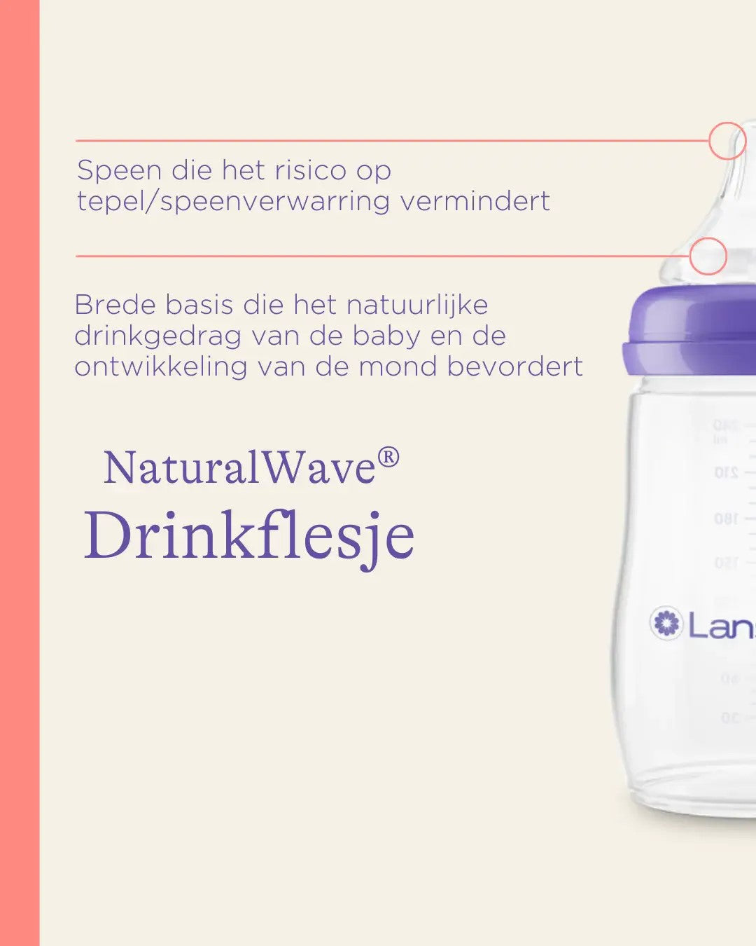 Flesje Lansinoh NaturalWave speen 160 ml - PP (2 stuks)