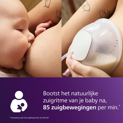Philips Avent Handsfree borstkolf bootst het natuurlijke zuigritme van de baby na