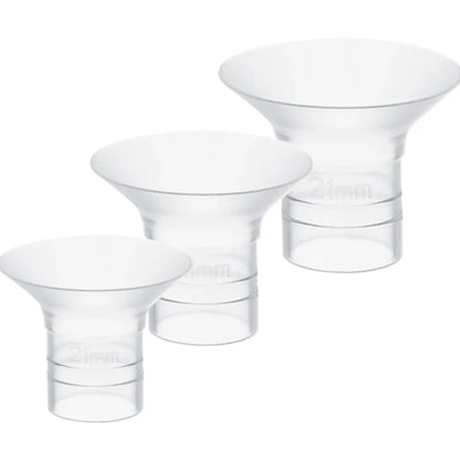 Silicone borstschildverkleiner geplaatst in een Medela 24mm borstschild.